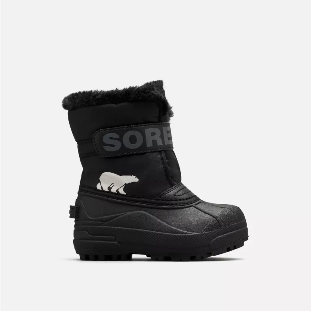 Size 7 Toddler Sorel Black Snow Boots with Fur Lining